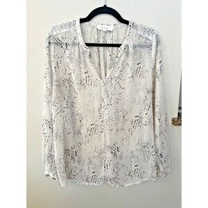 Two By Vince Camuto Size M Long Sleeve Semi Sheer Women's Tunic Blouse